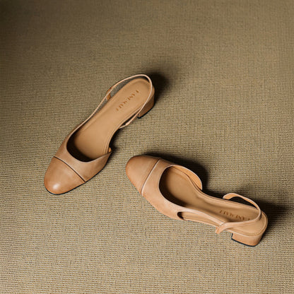 Chic äkta läder slingback-klackar
