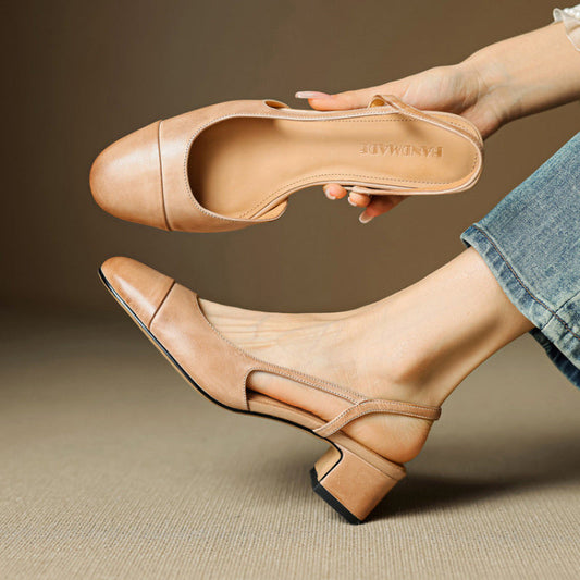 Chic äkta läder slingback-klackar