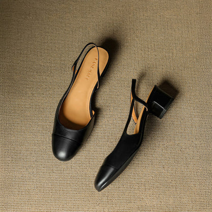 Chic äkta läder slingback-klackar