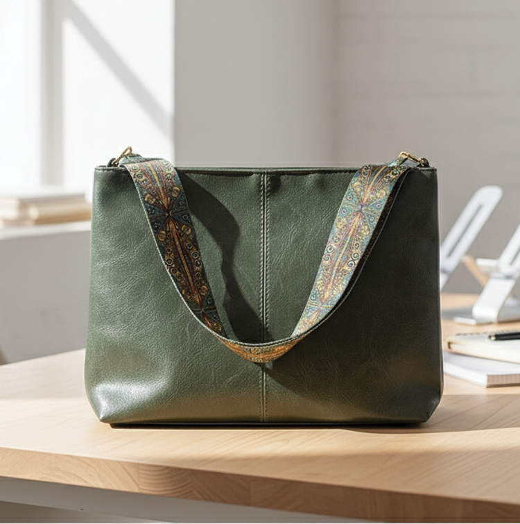 Flevos - veganskt läder broderad bucketväska